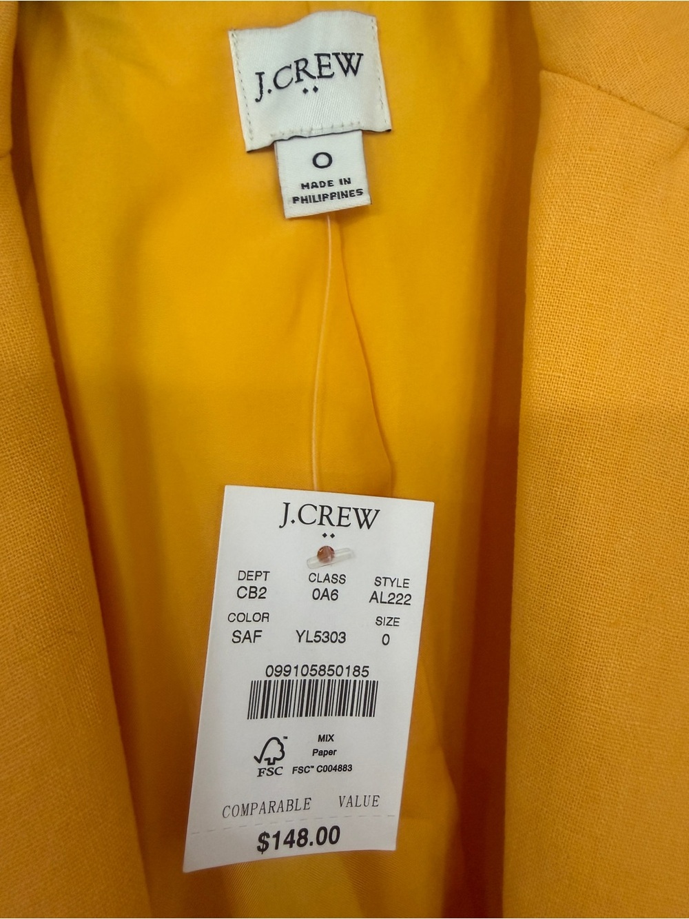 J. Crew Bright Orange Women's Single-Button Blazer - Picture 3 of 3